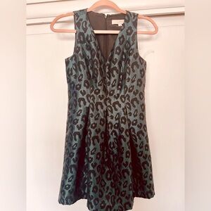 Ann Taylor Loft Brocade and Satin Leopard Print Sleeveless Mini (Size 4P)